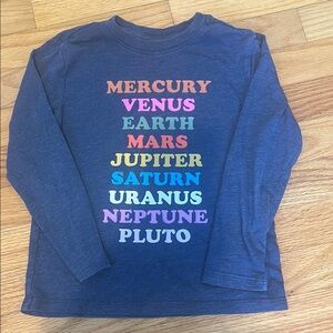 Kids Navy Long-Sleeve Planet Names Tee